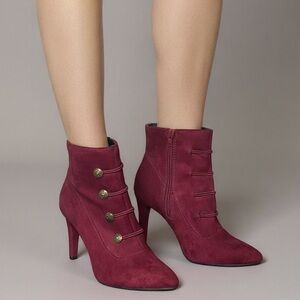 Women's Burgundy Suede Ankle Boots